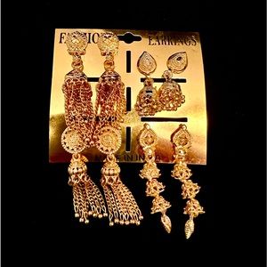 India Gold Tone Pierced Earrings NEW